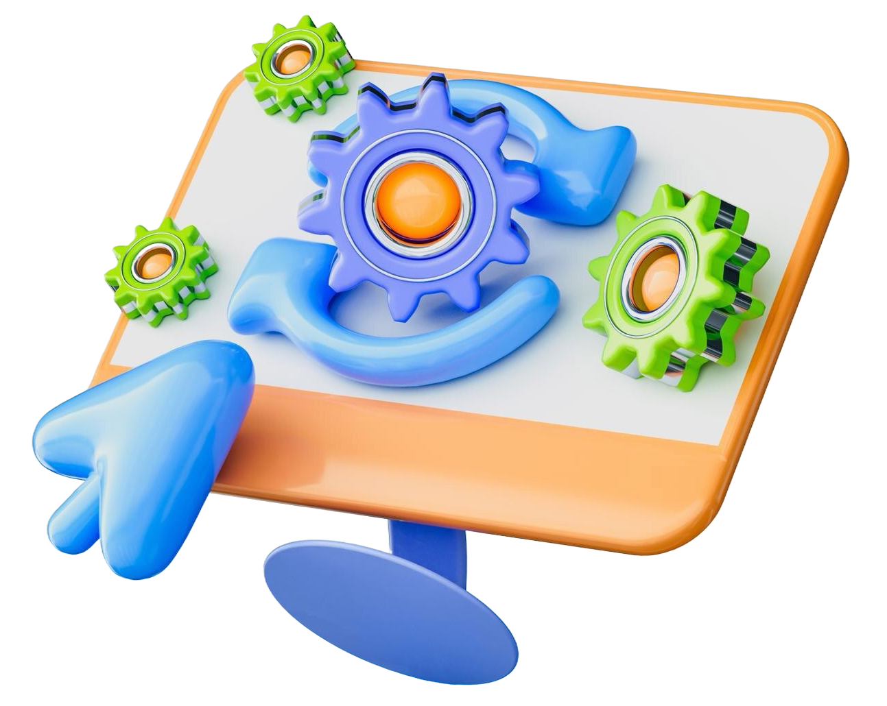 seta-de-rotacao-da-engrenagem-do-monitor-desktop-com-cursor-do-mouse-ilustracao-3d-configuracao-do-computador-recarregar